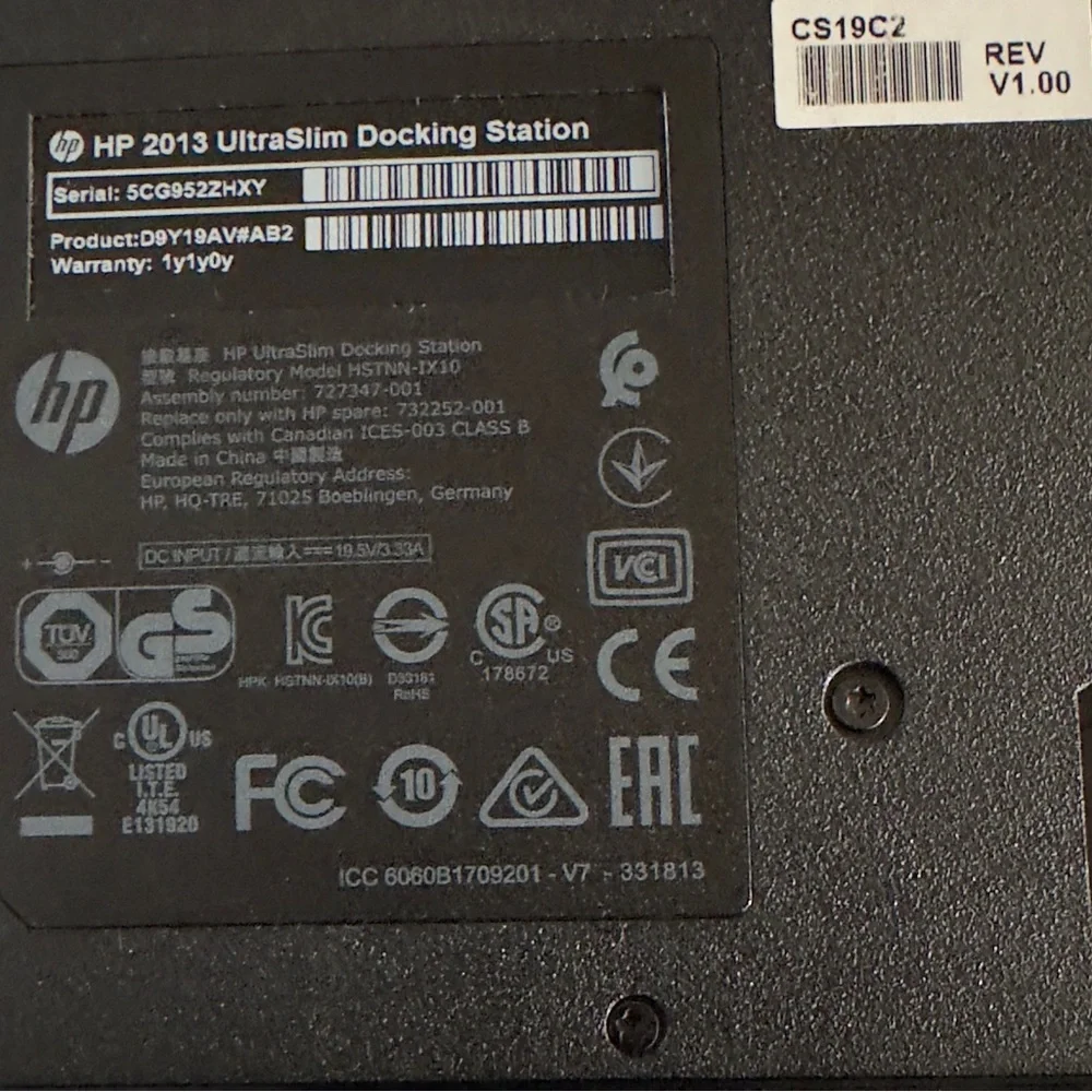 HP Ultra Slim Laptop Docking Station, w/Power Cord